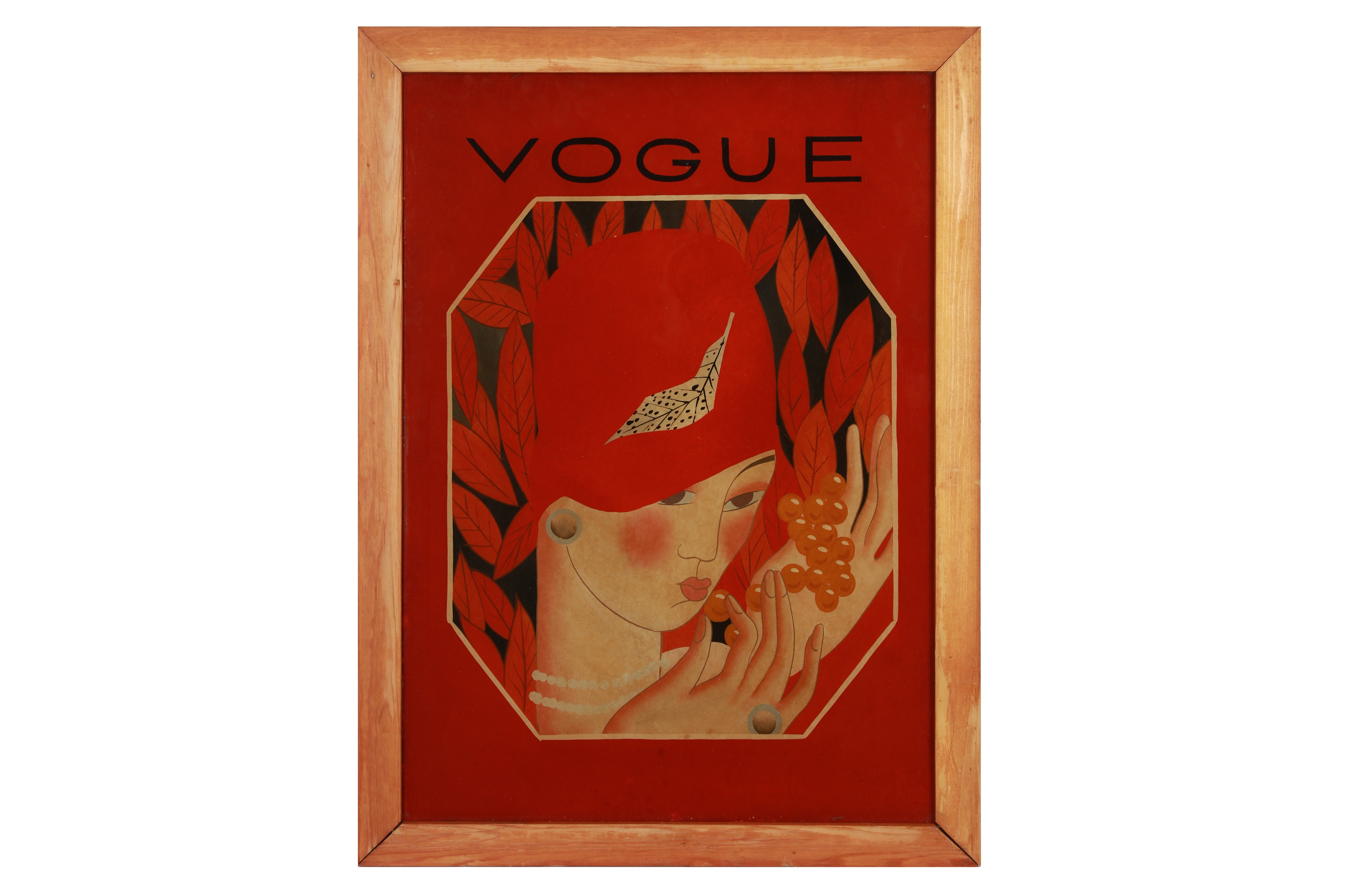 VOGUE: an Art Deco style reverse painting on glass