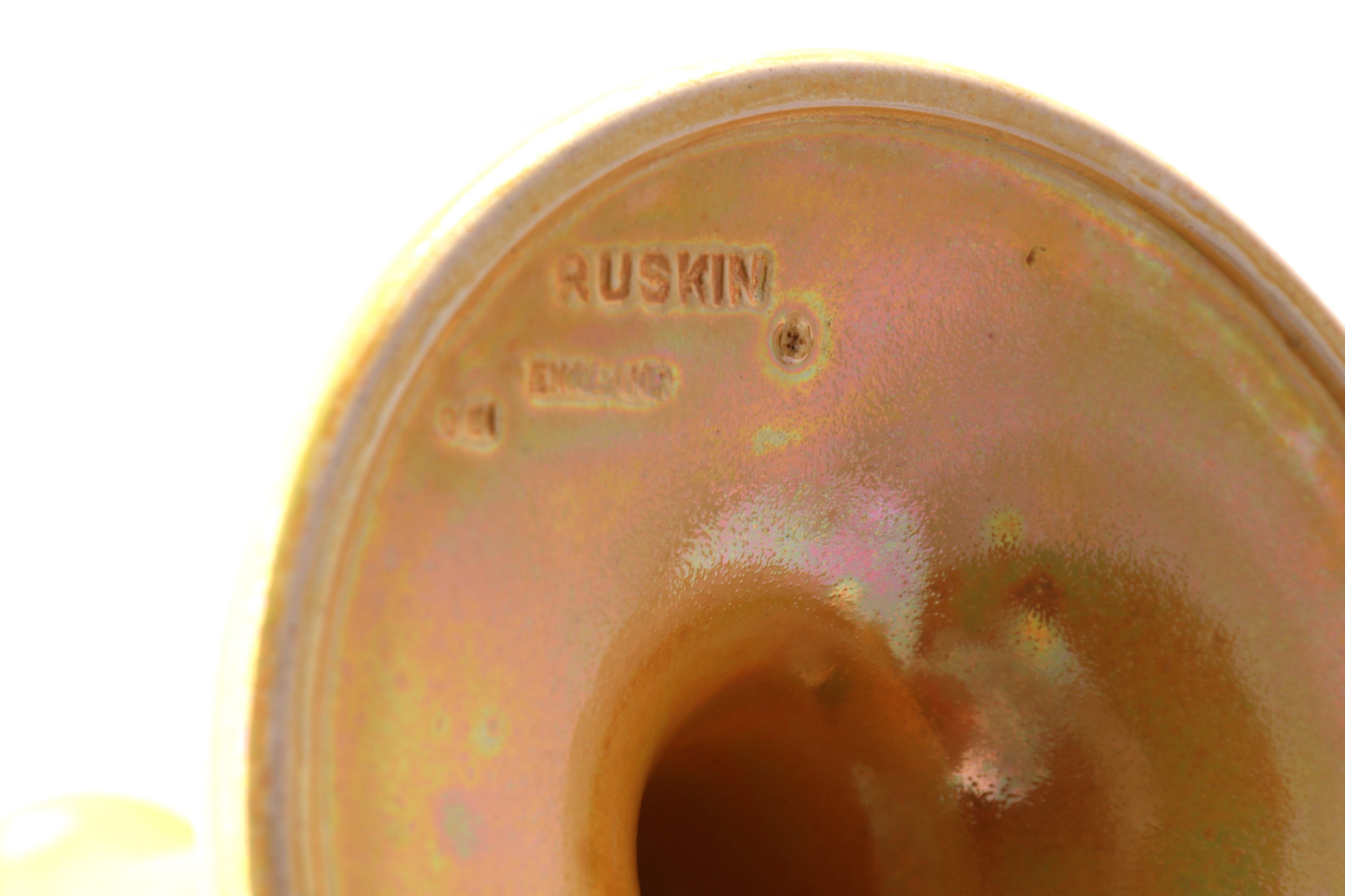 RUSKIN POTTERY: a Ruskin Pottery yellow lustre vase, impressed marks for Ruskin England, 1921, - Image 2 of 4