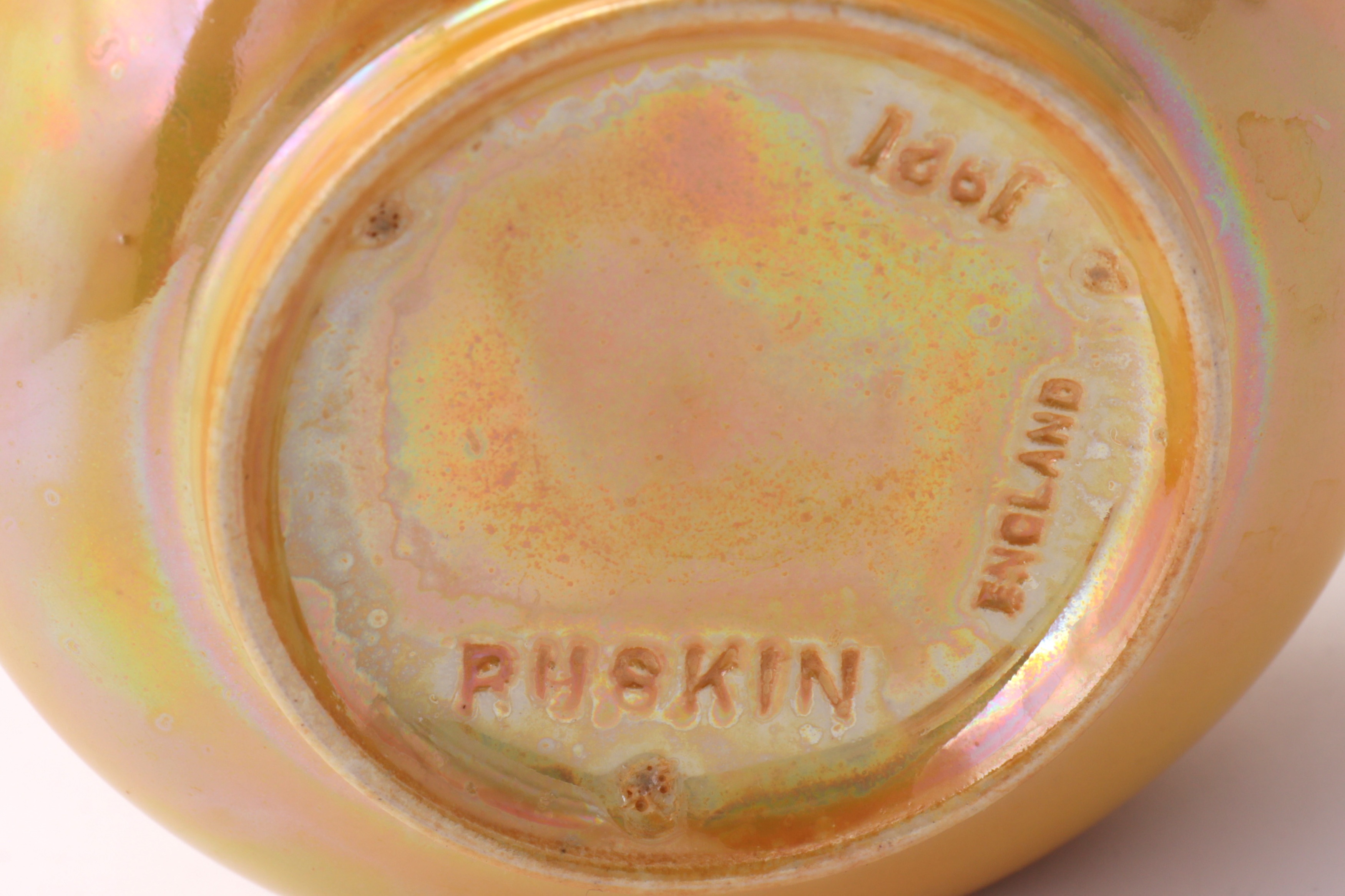RUSKIN POTTERY: a Ruskin Pottery yellow lustre vase, impressed marks for Ruskin England, 1921, - Image 3 of 4