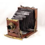 The 'ETAH' Half Plate Wood & Mahogany Field Camera
