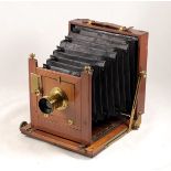 An Un-named Half Plate Wood & Brass Field Camera