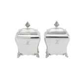 A pair of Victorian sterling silver tea caddies, Sheffield 1841 by Henry Wilkinson & Co