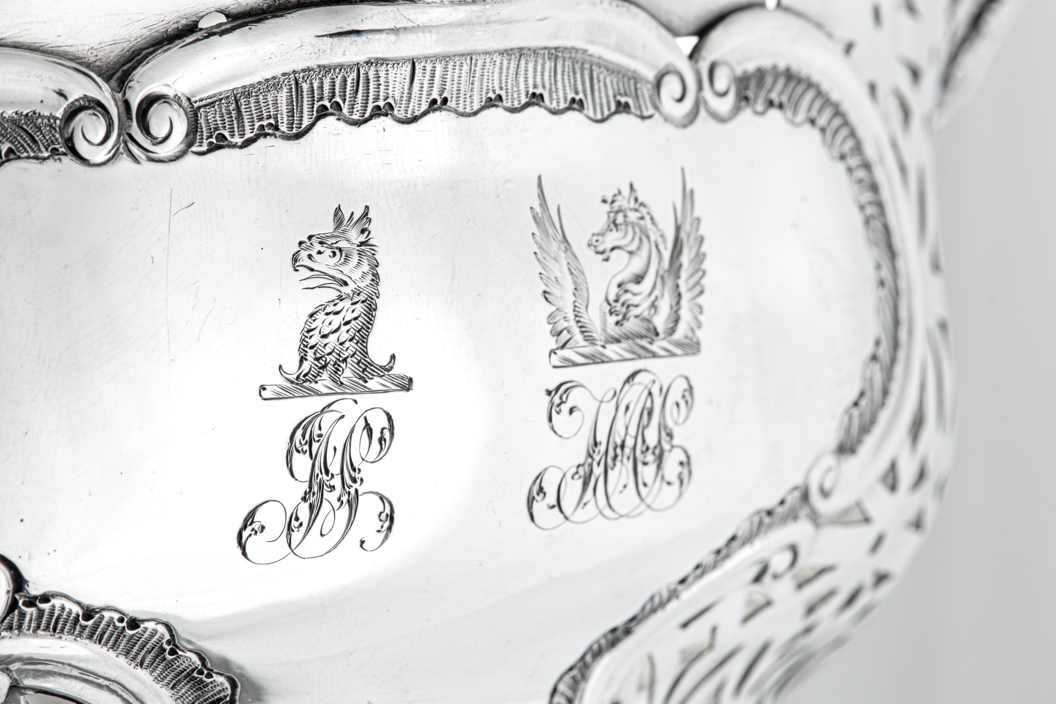 A George III sterling silver epergne, London 1762 by Charles Frederick Kandler (this mark - Image 6 of 10