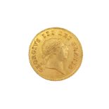 Half guinea, 1806 George III seventh laureate bust, R; crowned quartered shield within garter above