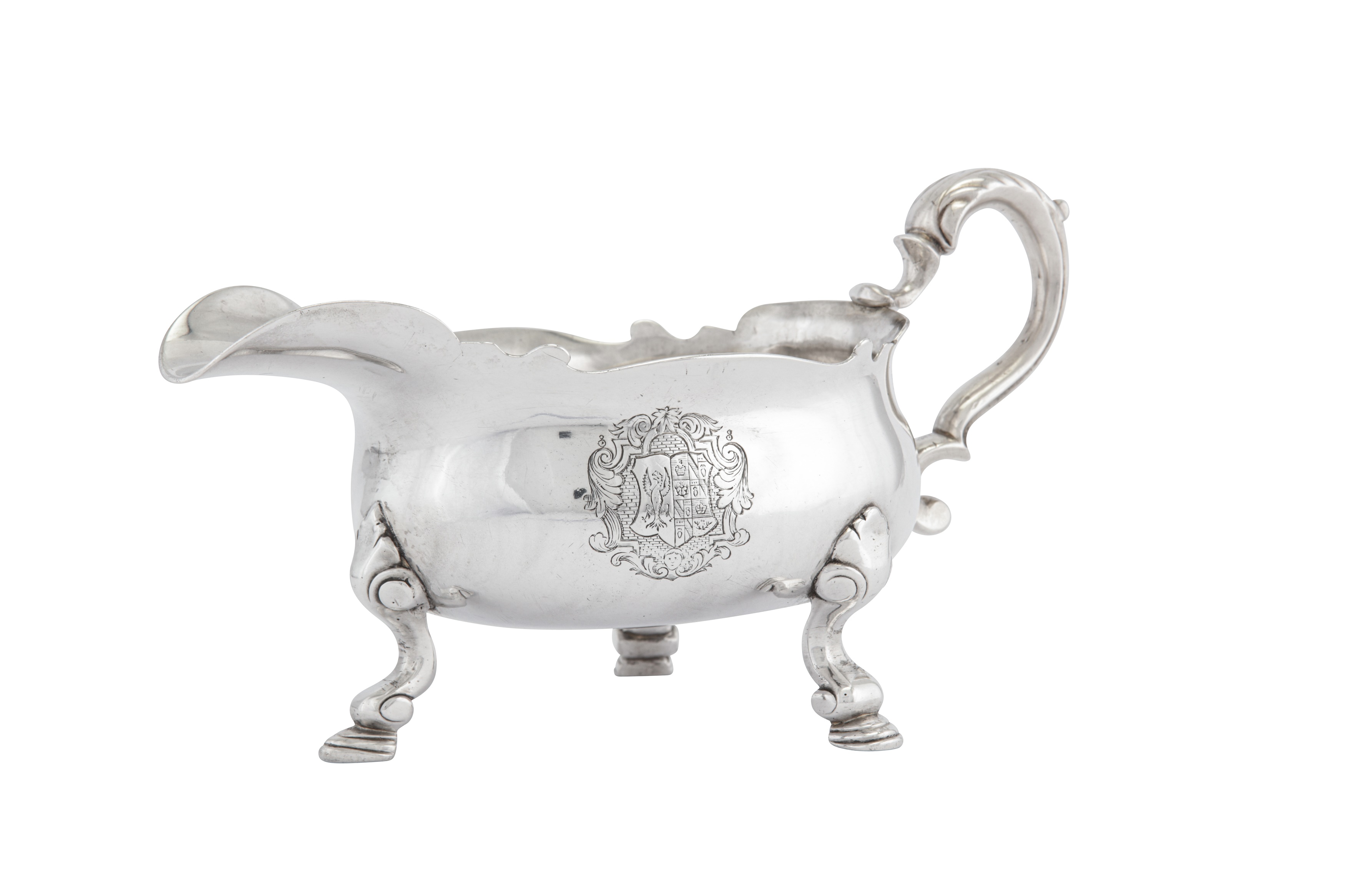 A George II sterling silver sauceboat, London 1736 by John Eckfourd II (reg. 23rd June 1725) - Image 3 of 7