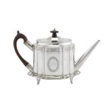 A George III sterling silver teapot and stand, London 1788 by Soloman Hougham