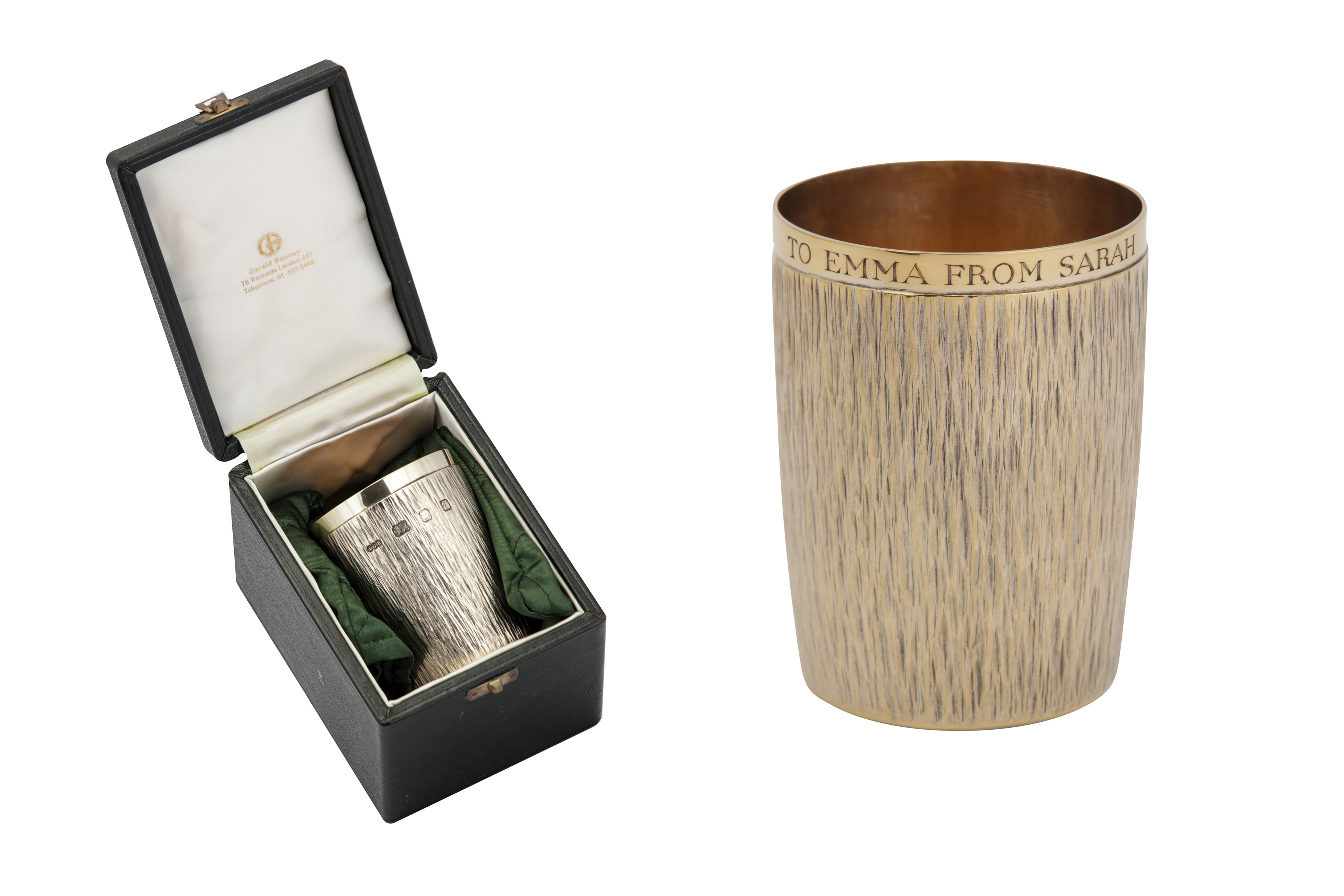 A cased Elizabeth II modernist sterling silver gilt beaker, London 1971 by Gerald Benney