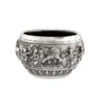 An early 20th century Indian silver bowl in the Burmese style, Lucknow or Poona circa 1920 by a ‘Pea
