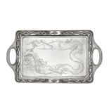 An early 20th century Chinese Export silver twin handled tray, Hong Kong circa 1930 retailed by