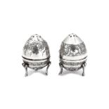 A pair of early 20th century Iranian (Persian) silver cruet set, Isfahan circa 1930