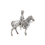 A George V Scottish sterling silver figure of a Royal Scots Grey soldier on horse, Edinburgh 1919