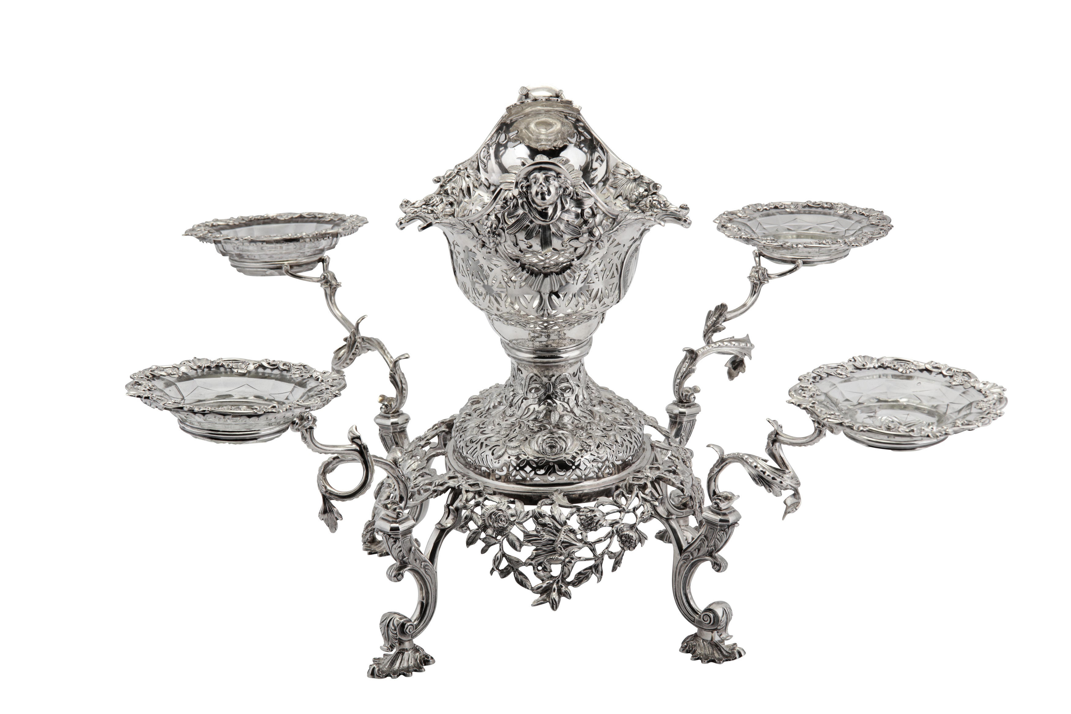 A George III sterling silver epergne, London 1762 by Charles Frederick Kandler (this mark - Image 2 of 10