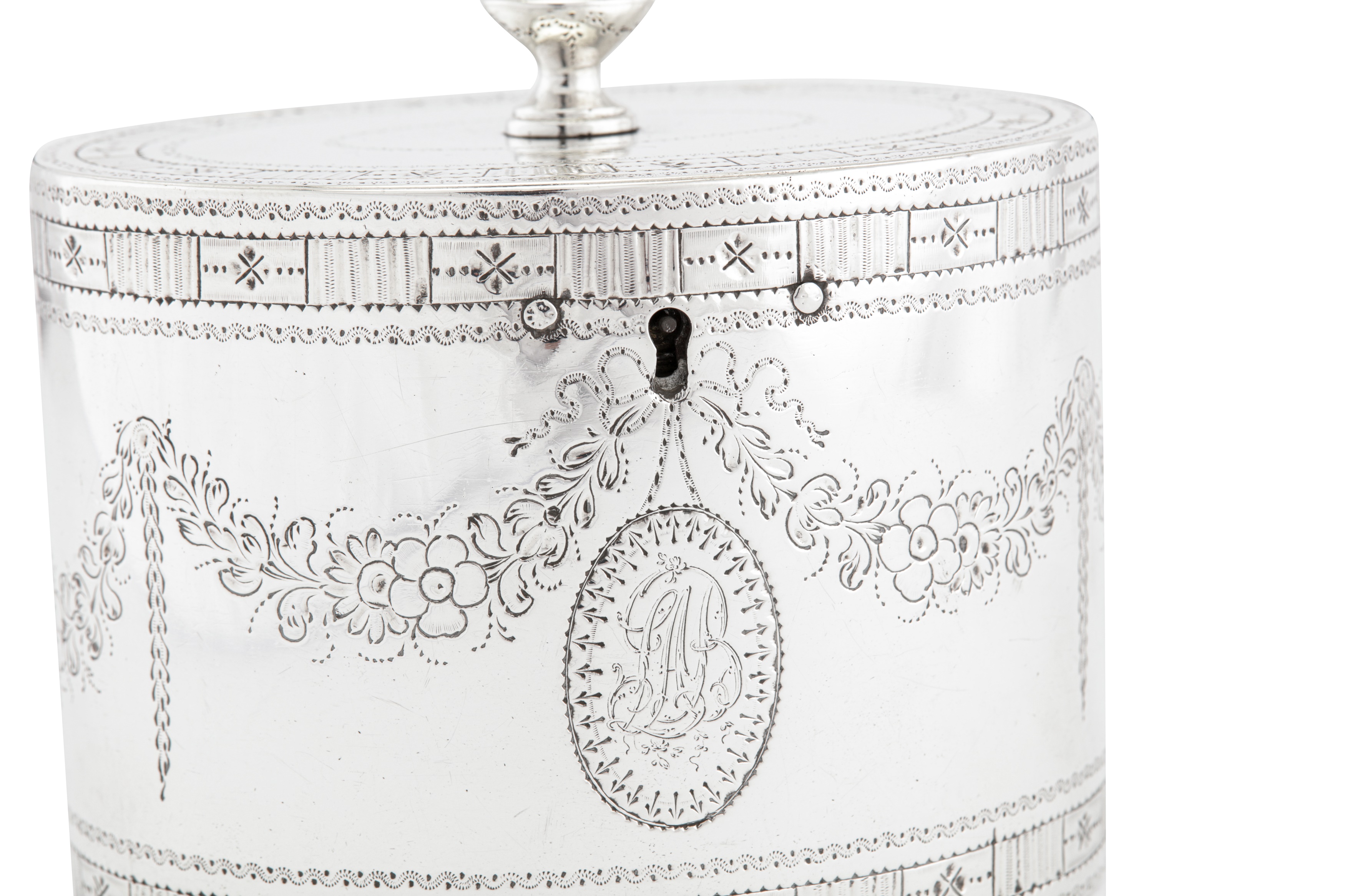 A George III sterling silver double tea caddy, London 1780 by John Denzilow (reg. 27th October - Image 4 of 7