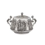 An early 20th century Iranian (Persian) silver twin handled sugar bowl, Kermanshah circa 1900