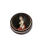 A late 18th / early 19th century French or Austrian portrait miniature set unmarked gold mounted