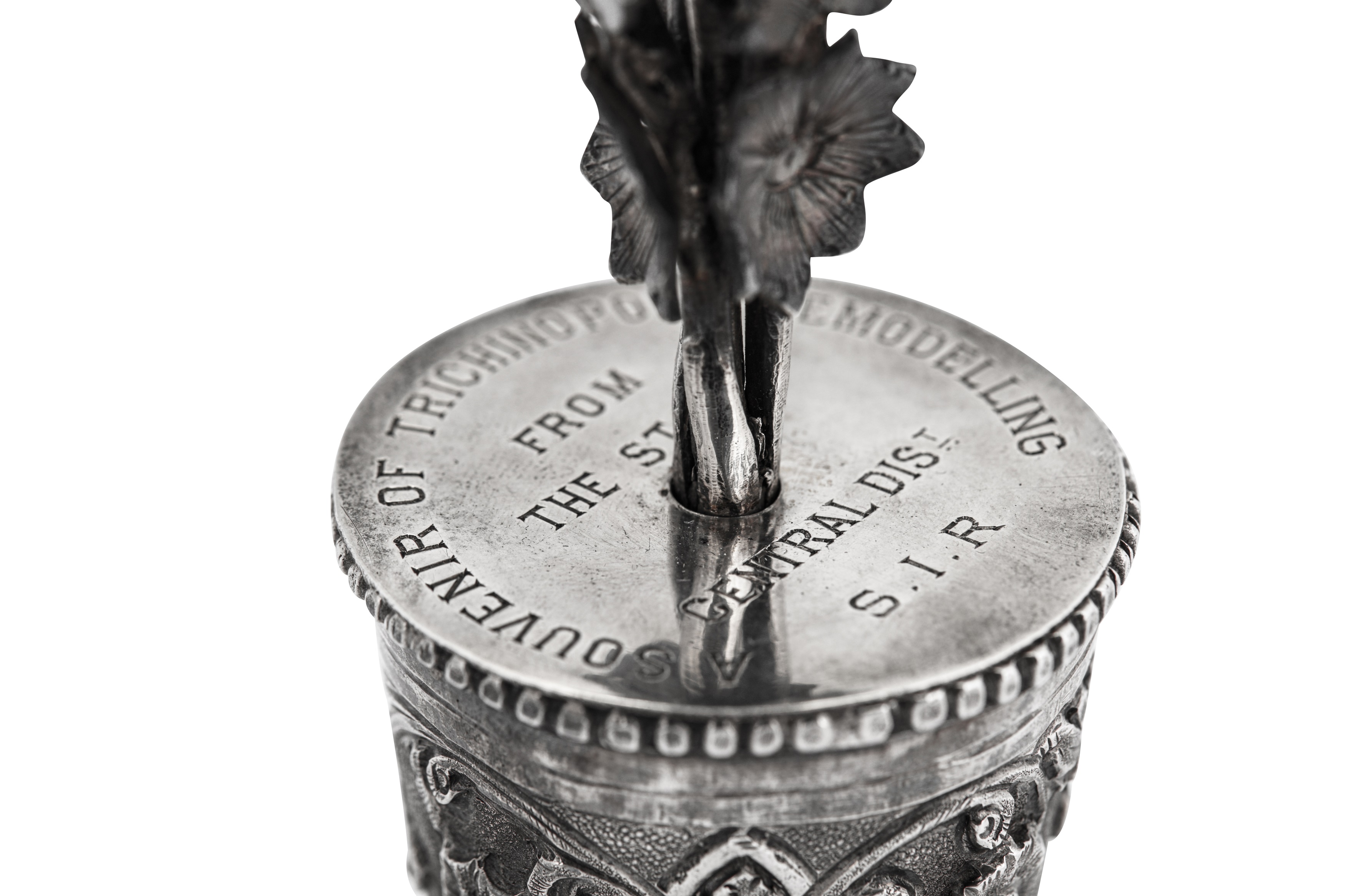 An early 20th century Indian unmarked silver model of flowers in a pot, circa 1930 - Image 2 of 2