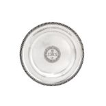 Ecclesiastical - A large George IV sterling silver alms basin, London 1823 by Rebecca Emes and