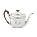 A George III provincial sterling silver teapot, Newcastle 1801 by John Langlands II (active