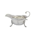 A George II Irish sterling silver sauceboat, Dublin circa 1750 by Robert Glanville (active 1745-58)