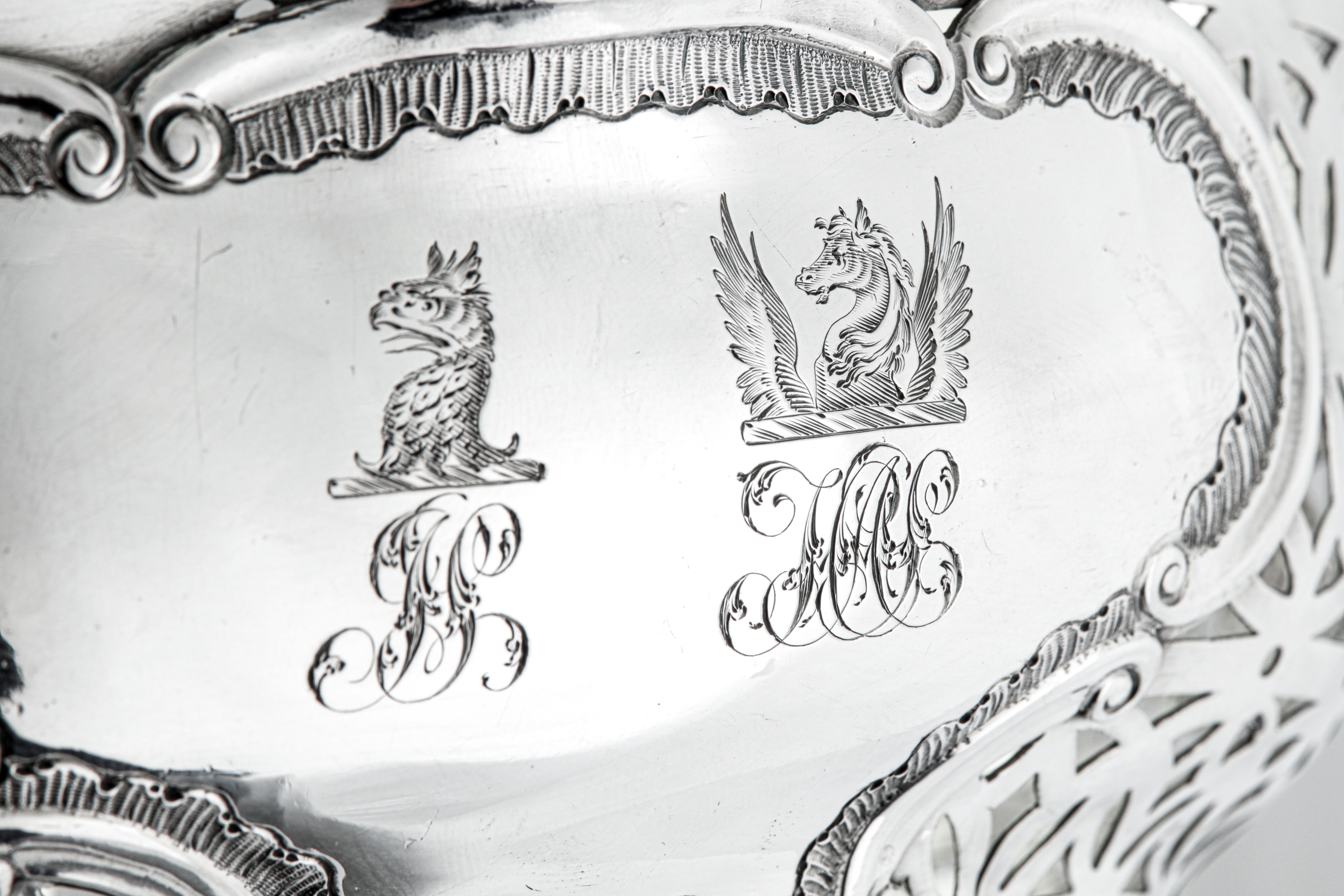 A George III sterling silver epergne, London 1762 by Charles Frederick Kandler (this mark - Image 7 of 10