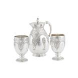 A Victorian sterling silver claret or cordial set, London 1875/77 by Martin, Hall and Co