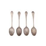 A set of four George I Irish provincial silver toy teaspoons, Limerick circa 1715 by Jonathon Buck