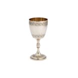 A Victorian parcel gilt sterling silver goblet, London 1868 by Goldsmiths & Silversmiths Co