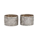 A pair of Nicholas II Russian 84 zolotnik (875 standard) silver napkin rings, Moscow 1908-16 by