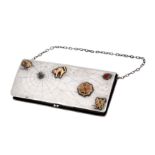 A Nicholas II Russian 84 zolotnik (875 standard) silver gold, enamel and gem set purse, Moscow 1898-