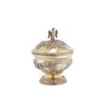 A George II sterling silver gilt covered sugar bowl or vase, London 1746 by Samuel Taylor (reg. 3rd