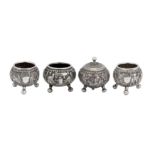 A selection of early 20th century Iranian (Persian) silver cruets, Isfahan or Shiraz circa 1910-30