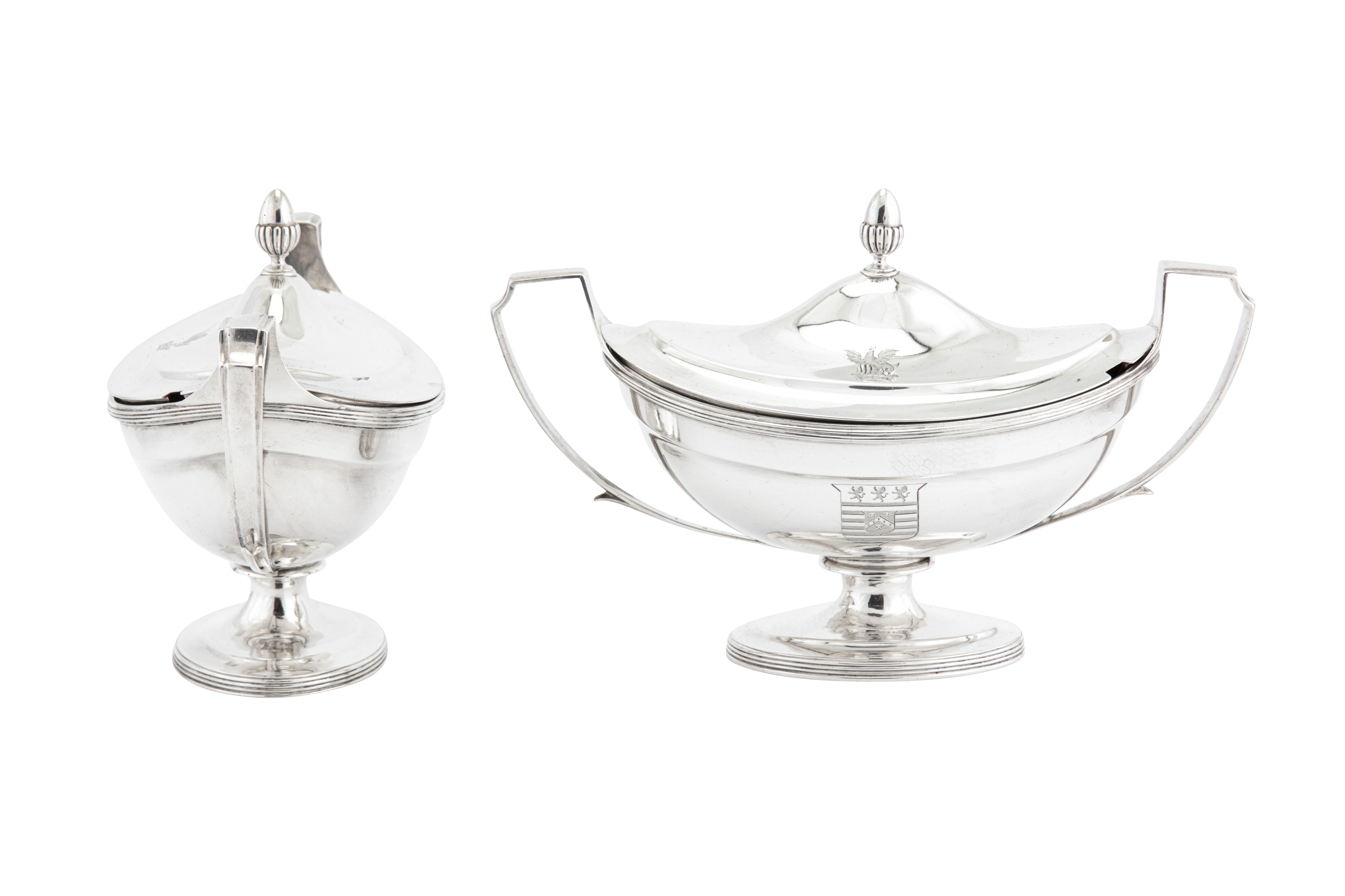 A pair of George III sterling silver sauce tureens, London 1800 by Timothy Renou (this mark reg. - Image 2 of 9