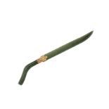 An early 20th century 9 carat gold mounted nephrite letter opener, London circa 1910 by HH