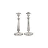 A pair of mid-20th century Italian 800 standard silver candlestick, circa 1960