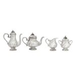 A late 19th / early 20th century German 800 standard silver four-piece tea and coffee service, circa