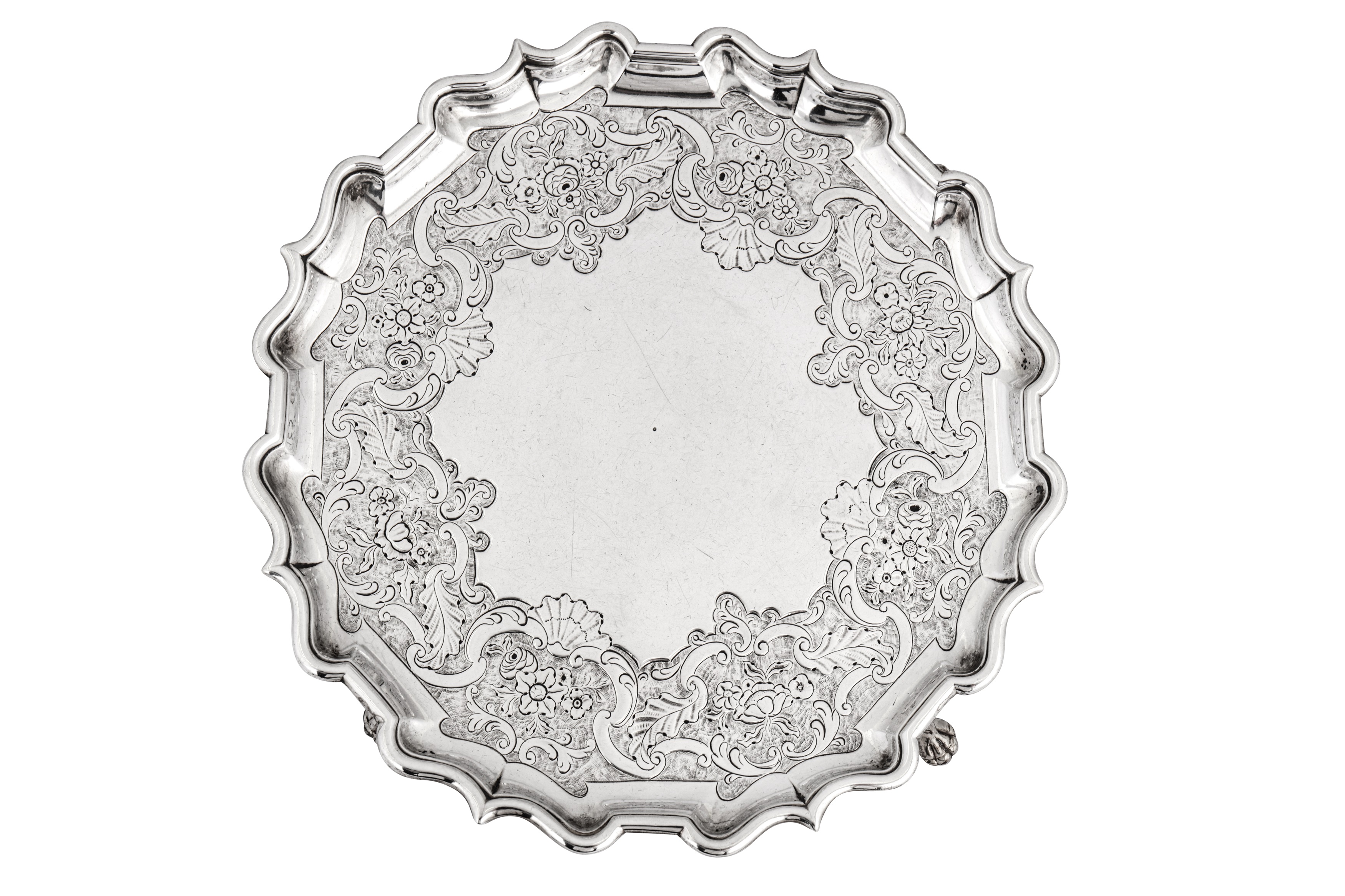 A George II Scottish sterling silver small salver, Edinburgh 1740 by William Aytoun (b.1691-d.1754)