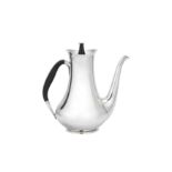 A mid-20th century Danish silver modernist coffee pot, Copenhagen 1960 designed by Hans Bunde