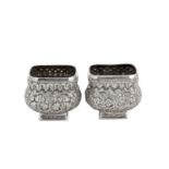 A pair of late 19th century Anglo – Indian unmarked silver salts, Kashmir circa 1900