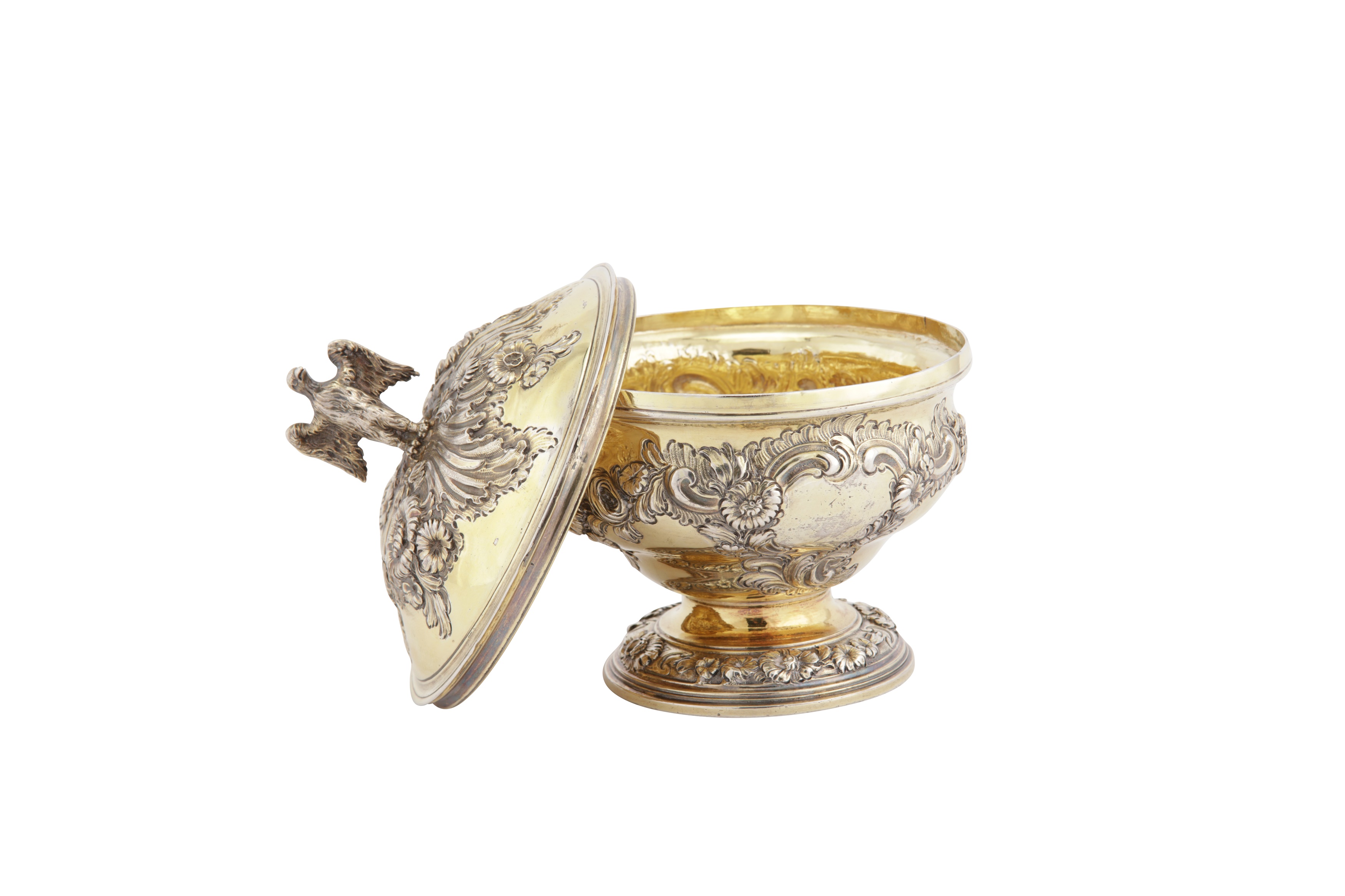 A George II sterling silver gilt covered sugar bowl or vase, London 1746 by Samuel Taylor (reg. 3rd - Image 2 of 5