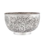 A late 19th century Chinese export silver fruit bowl, Canton circa 1899, retailed by Wang Hing