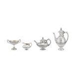 A Victorian sterling silver four-piece tea and coffee service, Birmingham 1871 by Elkington and Co