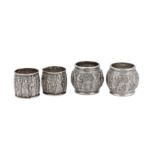 A pair of early 20th century Iranian (Persian) silver napkin rings, Kermanshah circa 1920