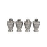 A set of four mid-20th century Iranian (Persian) silver cruets, Isfahan circa 1960 mark of Bagher