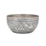 A large Victorian Indian style sterling silver bowl, London 1881 by Charles Stuart Harris