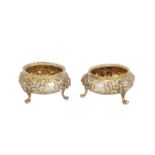 A pair of Victorian sterling silver gilt salts, London 1845 by Fredrick Dear