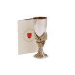 An Elizabeth II parcel -gilt sterling silver commemorative goblet, London 1981 by Hector Miller for