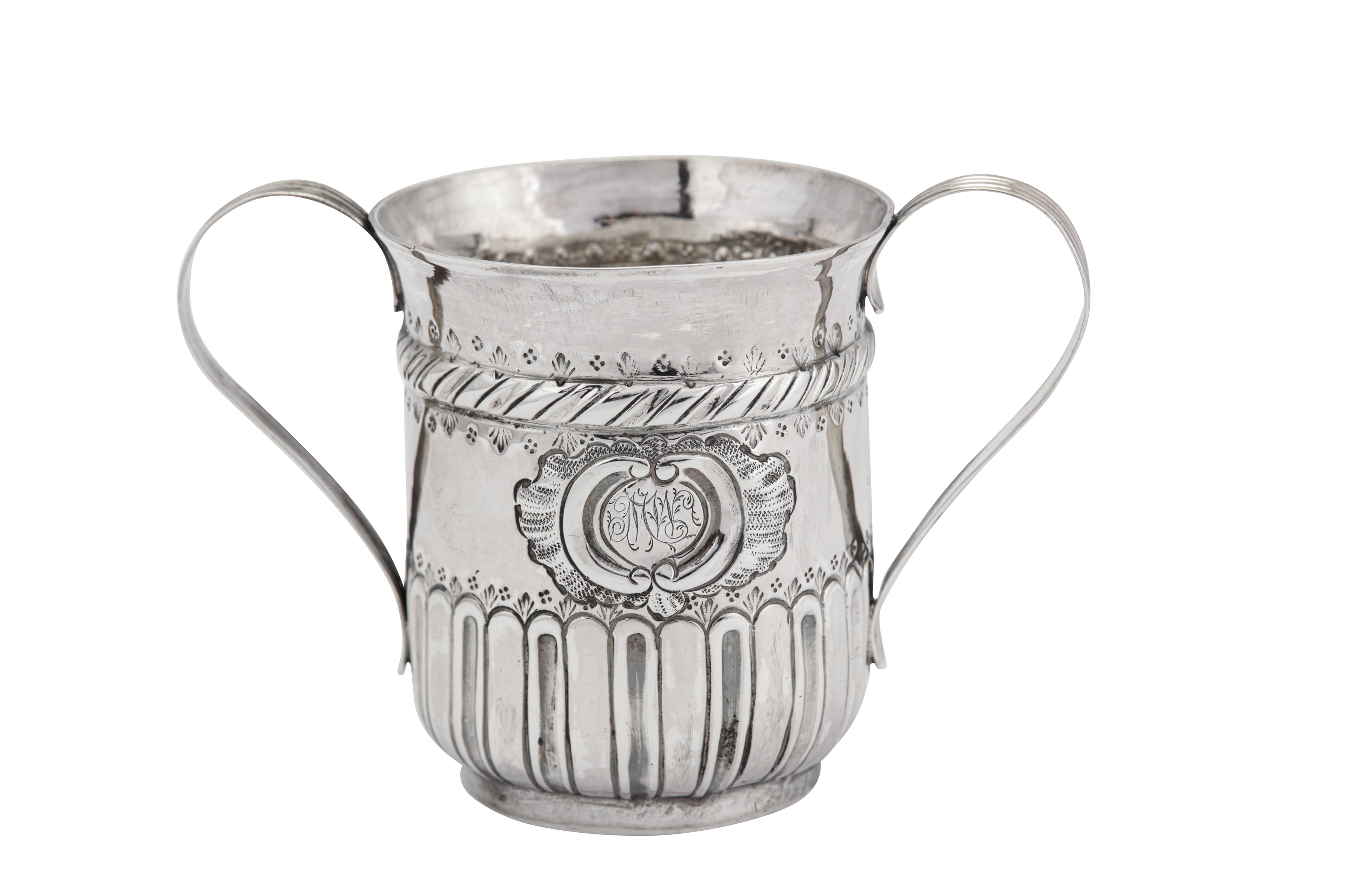 A George III sterling silver twin handled cup, London 1796 by Peter and Anne Bateman