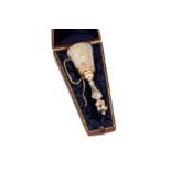 A cased Victorian unmarked parcel gilt silver posy holder, circa 1880