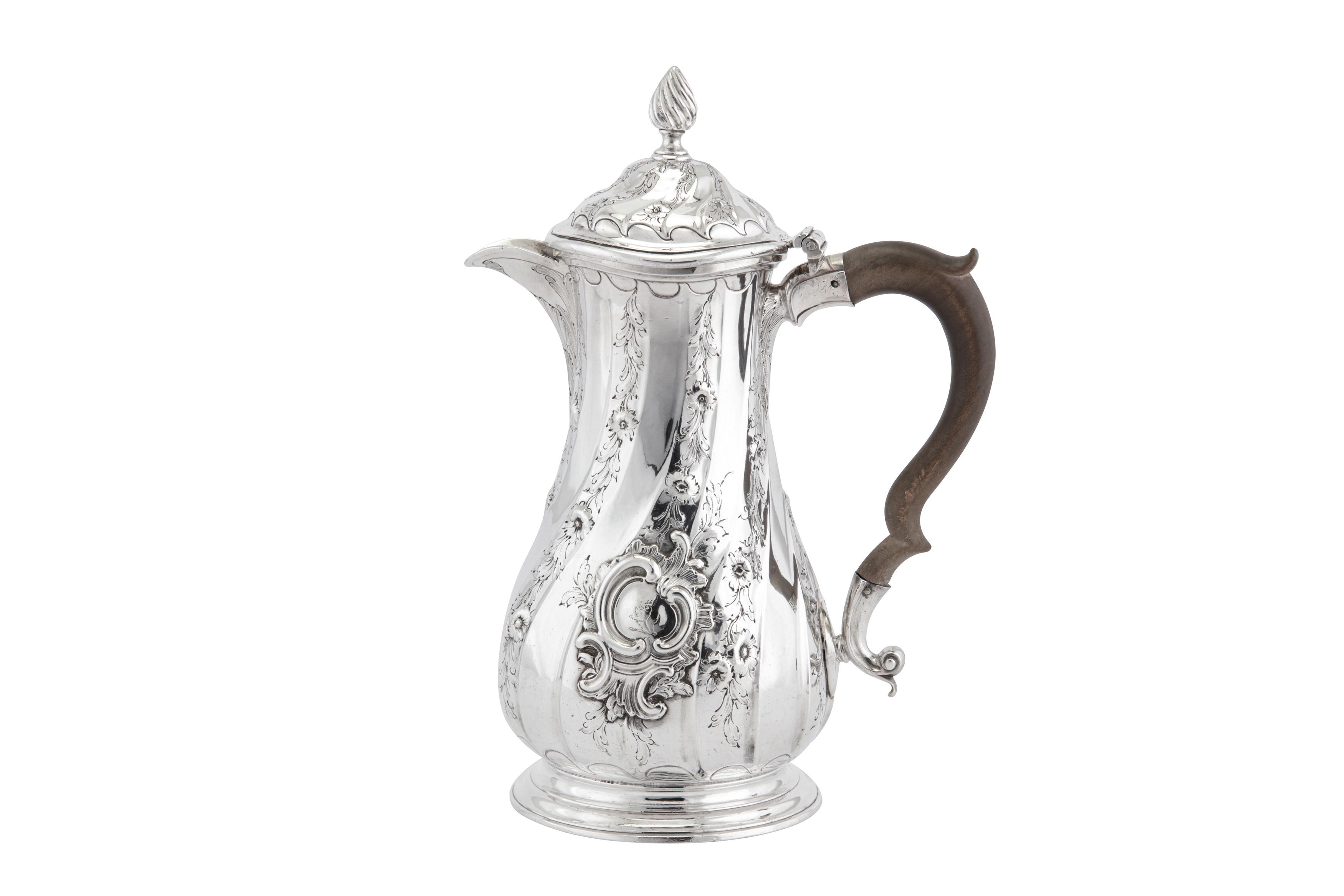 A George II sterling silver coffee jug, London 1756 by Philip Garden (this mark reg. 28th April