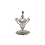 A mid-19th century Ottoman Turkish 900 standard silver incense burner, tughra of Sultan Abdulmejid
